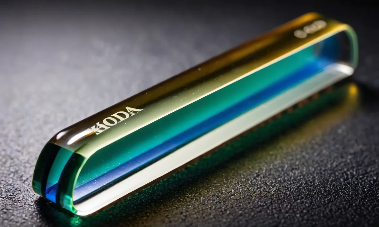 A close-up shot of a pristine glass nail file, its smooth surface reflecting light, showcasing its durability and longevity.