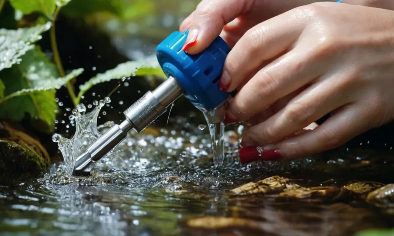 A close-up shot capturing a pair of gloved hands delicately brushing and scrubbing nail drill bits under a stream of running water, ensuring a thorough and hygienic cleaning process.