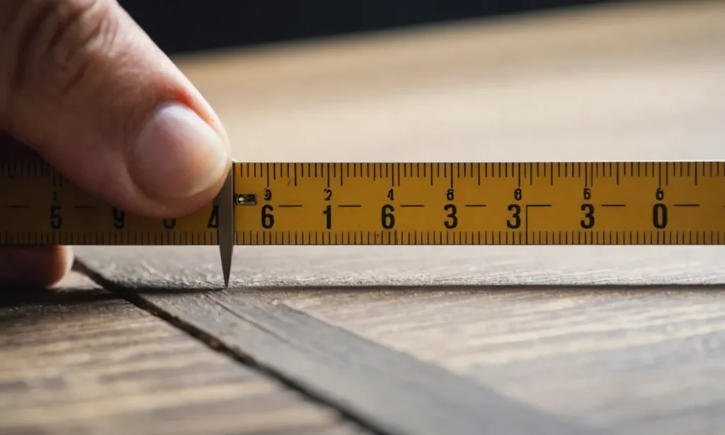 A close-up photo of a hand holding a ruler, with a perfectly aligned nail placed next to it, illustrating the process of measuring nail size accurately.