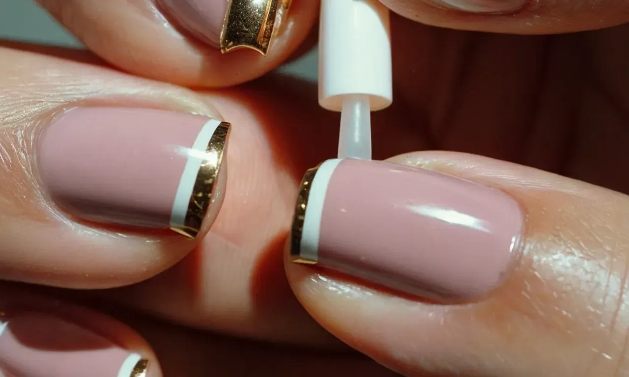 Close-up photo of a hand delicately applying glue to the back of a fake nail, showcasing the careful technique and precision required to wear them without harming the natural nails.