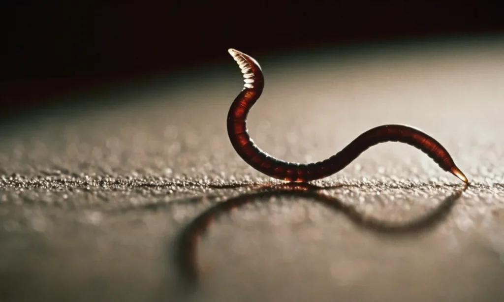A close-up photograph capturing a pair of bitten nails, shadowed by a wriggling worm, symbolizing the potential health risks associated with nail biting.