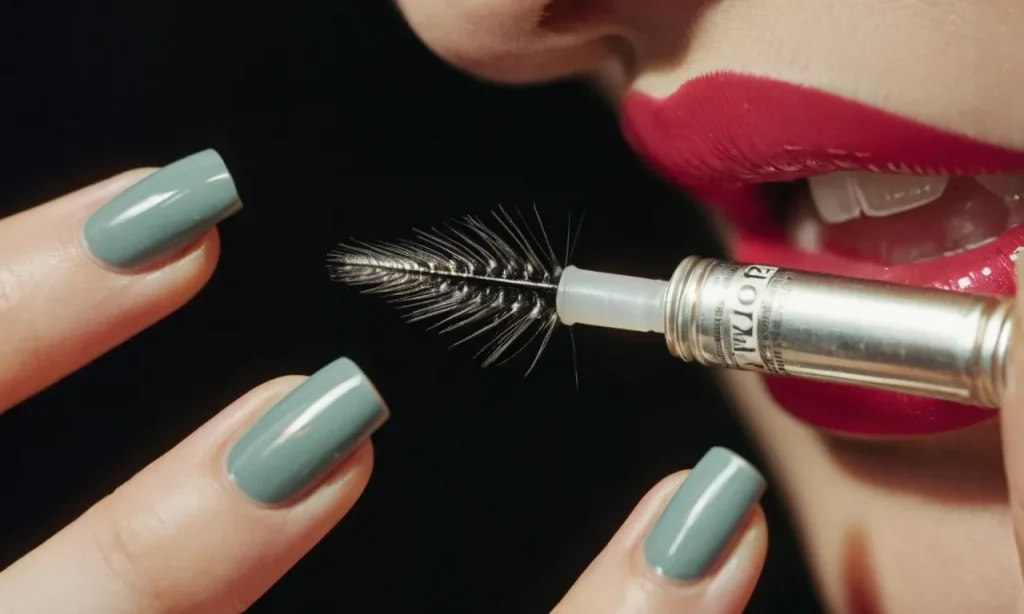 A close-up photograph capturing a hand holding a tube of nail glue with a pair of false eyelashes placed nearby, highlighting the question, "Can you use nail glue for lashes?"