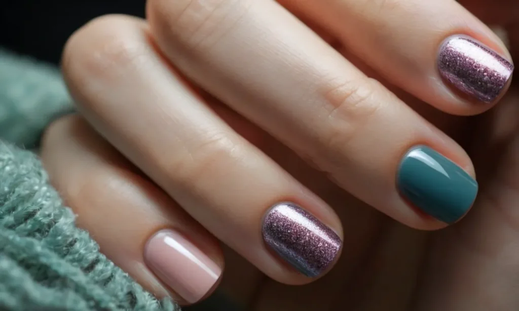 Close-up photo of two hands side by side, one with painted nails and the other natural, showcasing the length and condition of the nails.