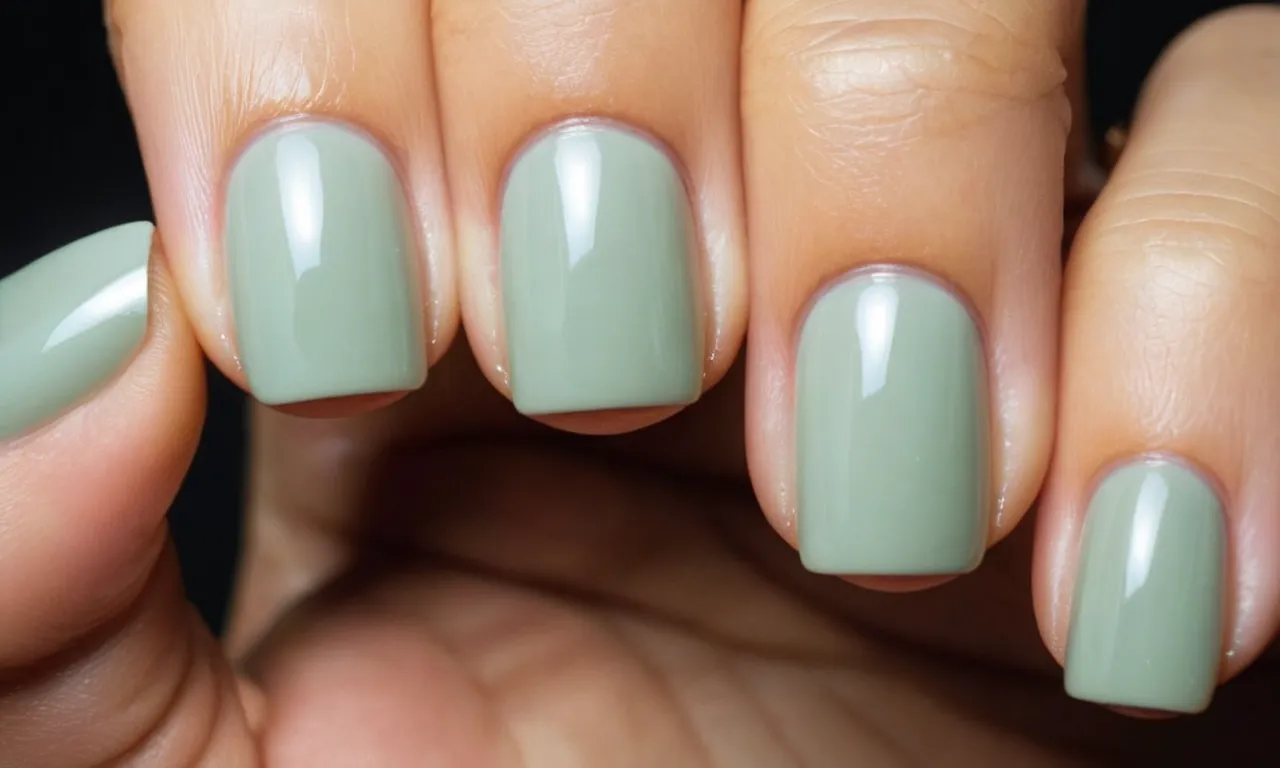 A close-up photo showcasing a set of flawless gel X nails, perfectly manicured and glossy. The longevity of the nails is evident in their pristine condition, raising questions about their durability.