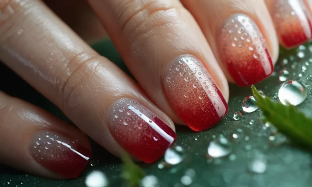 A close-up photo capturing a pair of hands meticulously scrubbing under carefully trimmed nails, water droplets glistening against the skin, showcasing the importance of cleanliness and hygiene.