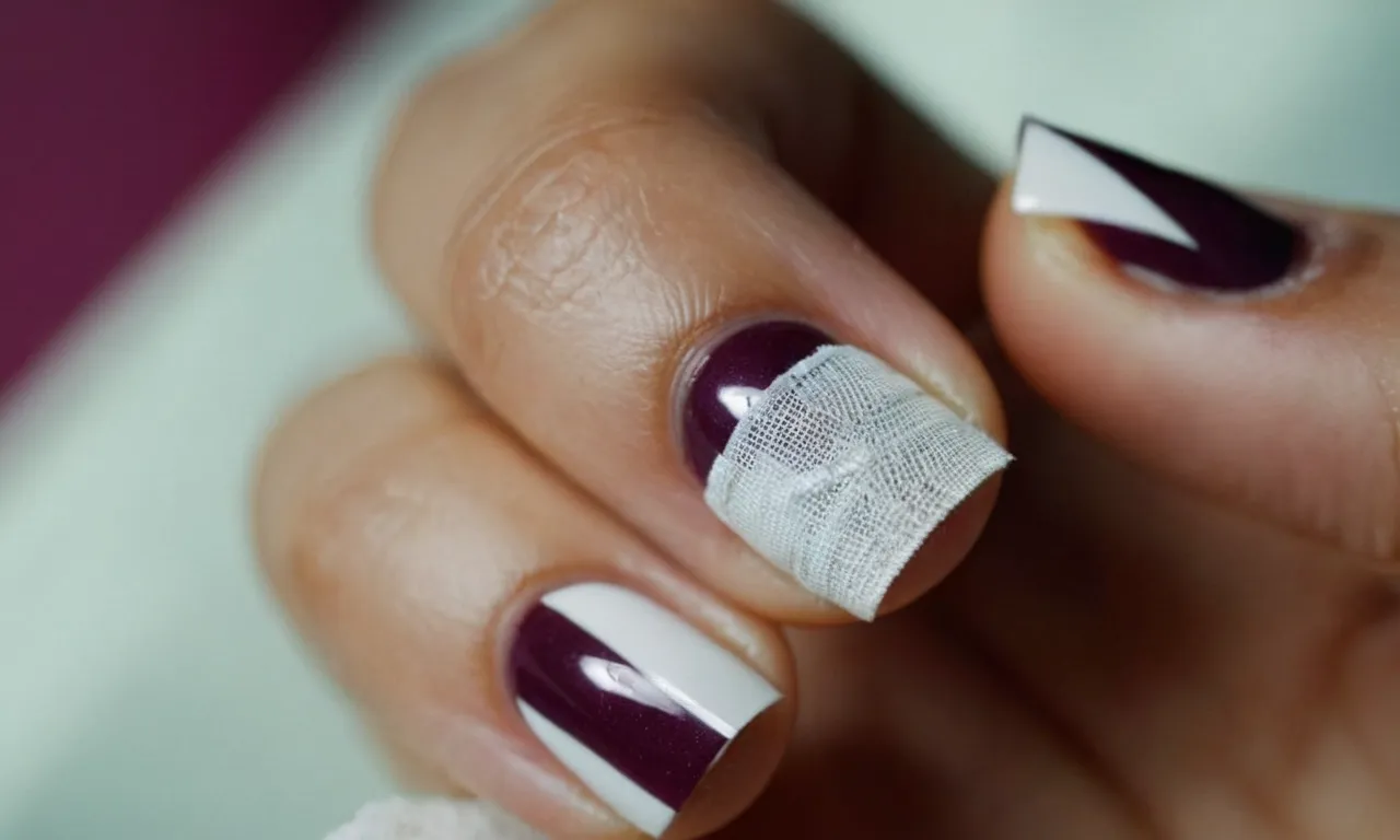 A close-up photo capturing a hand with a bandaged finger, showcasing the aftermath of an unfortunate incident at the nail salon, prompting concern about potential complications.