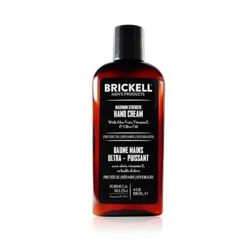 Brickell Men's Maximum Strength Hand Cream in a white and green tube