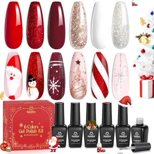 Beetles Candy Cane gel nail polish set of six small bottles