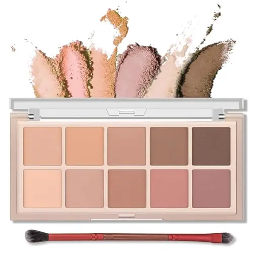 Erinde 10-color nude eyeshadow palette with matte and shimmer shades in Milk Tea tones