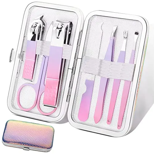 Aceoce 7-Piece Manicure Set in Gradual Purple Case