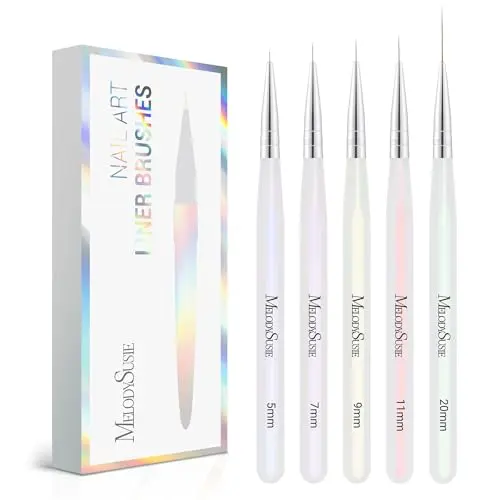 MelodySusie 5 piece iridescent glitter nail art liner brushes